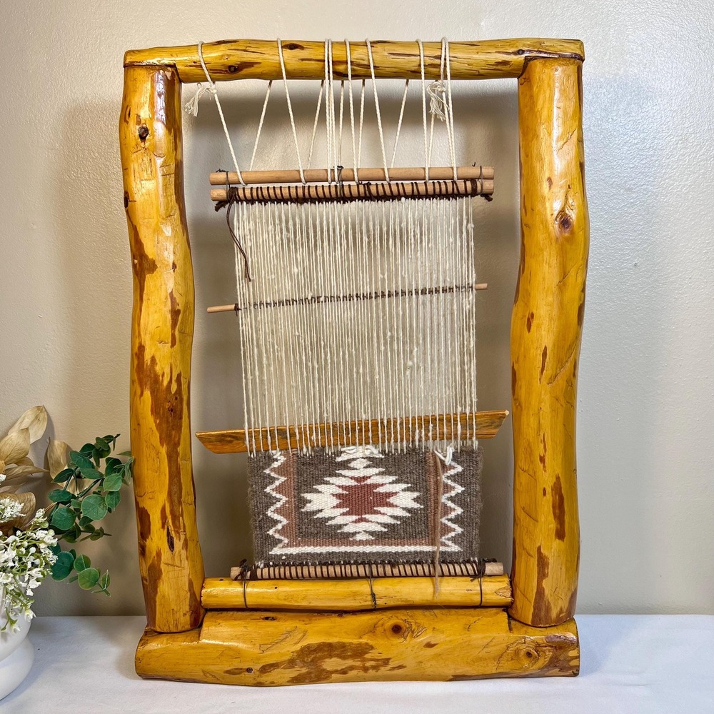 Hand-Crafted Southwestern Navajo Rug Weaving Loom Hanging Wall Decor